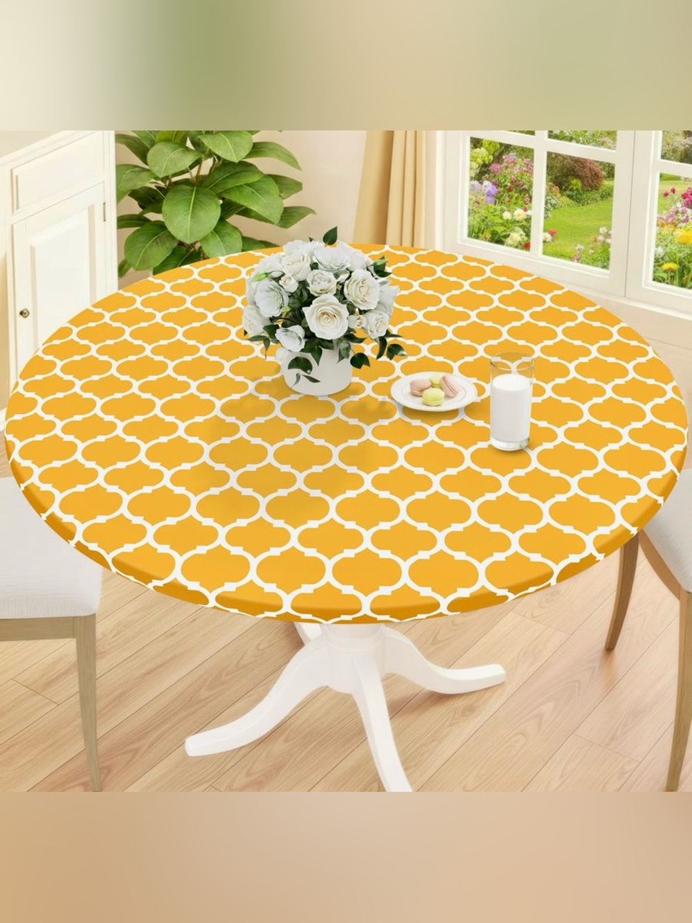 Smiry Round Picnic Tablecloth Waterproof Elastic Fitted